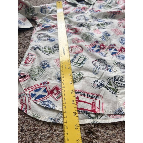 NWT Talbots MODERN CLASSIC SHIRT - PASSPORT STAMPS Paper Weight Size S - Picture 6 of 7